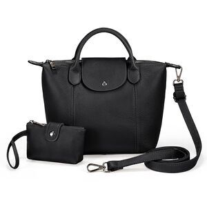6453 Leather Shoulder Bag Medium Size Handbag Purse with Coin Purse & Long